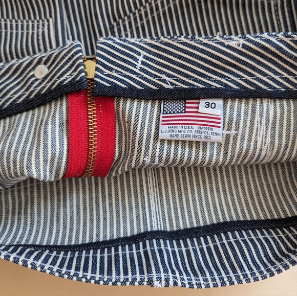 L.C. King Hickory Stripe Denim with Indigo Trim Skirt Size 30 - Picture 8 of 12